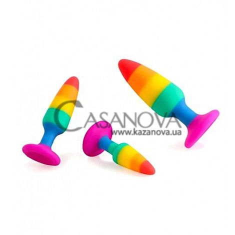 Основное фото Анальная пробка Wooomy Hiperloo Silicone Rainbow Plug M разноцветная 11 см