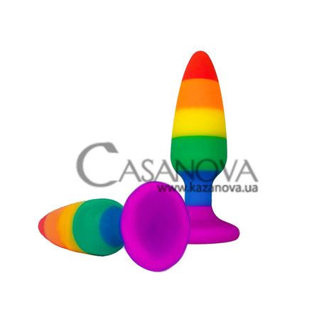 Основне фото Анальна пробка Wooomy Hiperloo Silicone Rainbow Plug M різнокольорова 11 см