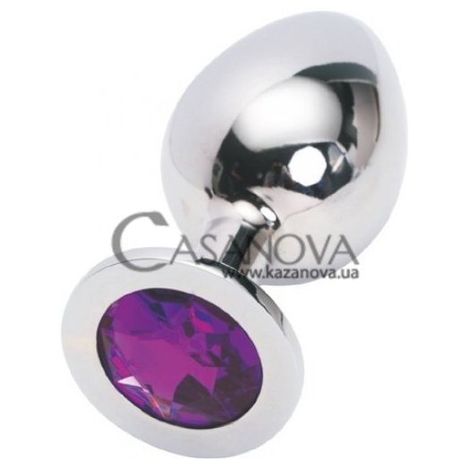Основное фото Анальная пробка Jewelery Butt Plug Large серебристая с фиолетовым 9 см