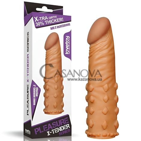 Основное фото Удлиняющая насадка Pleasure X-Tender Penis Sleeve коричневая 18,5 см