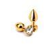Дополнительное фото Анальная пробка EGZO Gold Heart Plug M золотистая с прозрачным кристаллом 8,2 см