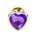 Дополнительное фото Анальная пробка Jewellery Gold Heart Purple Crystal золотистая 7 см