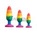 Дополнительное фото Анальная пробка Wooomy Hiperloo Silicone Rainbow Plug M разноцветная 11 см