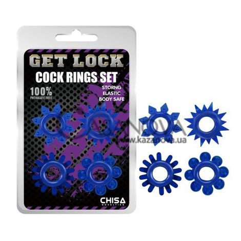 Основне фото Набір ерекційних кілець Get Lock Cock Rings Set синій