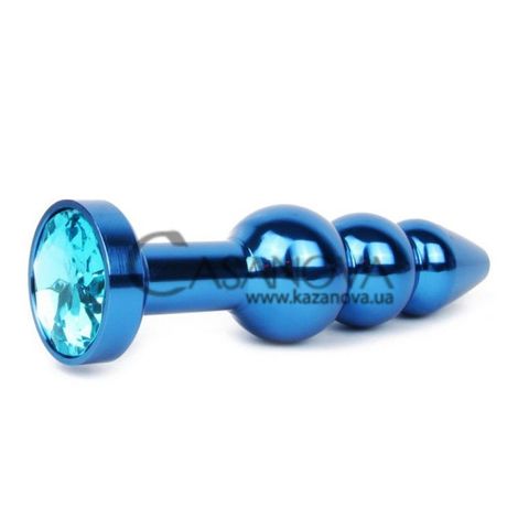 Основное фото Анальная пробка Anal Jewelry Plugs QBLU-05 синяя с голубым кристаллом 11,3 см