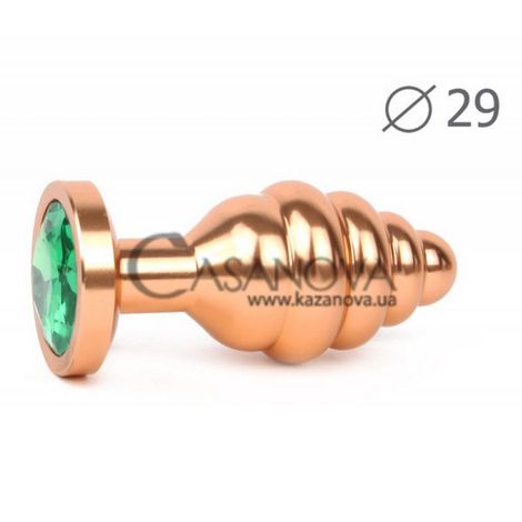 Основное фото Анальная пробка Anal Jewelry Plugs Gold Plug Small золотистая с зелёным кристаллом 7,1 см