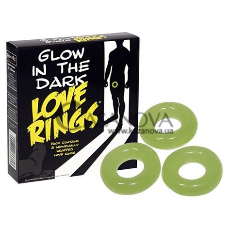 Основне фото Набір ерекційних кілець Glow In The Dark Love Rings люмінесцентний
