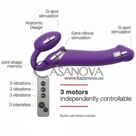 Основное фото Безремневой страпон с вибрацией Strap-On-Me Vibrating Bendable Strap-On L фиолетовый 15,8 см