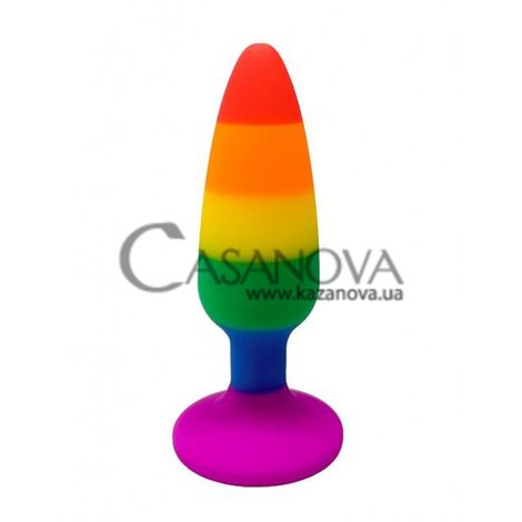 Основне фото Анальна пробка Wooomy Hiperloo Silicone Rainbow Plug S різнокольорова 9 см