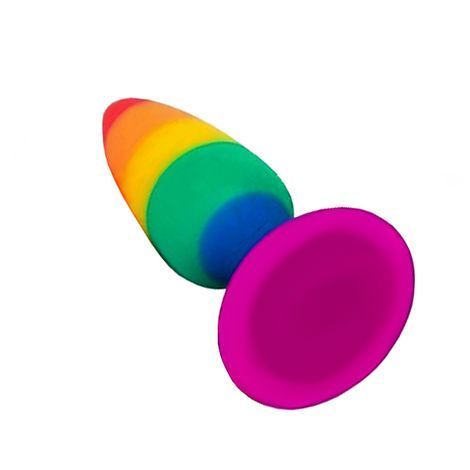 Основне фото Анальна пробка Wooomy Hiperloo Silicone Rainbow Plug S різнокольорова 9 см