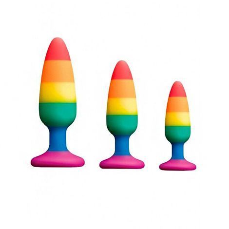 Основне фото Анальна пробка Wooomy Hiperloo Silicone Rainbow Plug S різнокольорова 9 см
