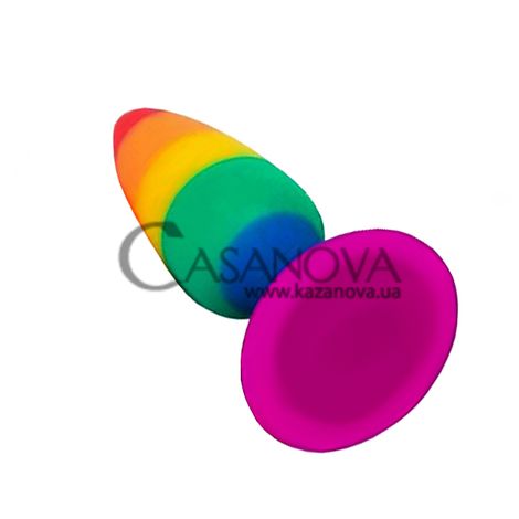 Основне фото Анальна пробка Wooomy Hiperloo Silicone Rainbow Plug S різнокольорова 9 см