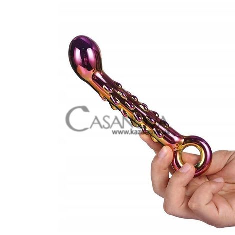 Основне фото Скляний фалоімітатор Dream Toys Glamour Glass Ribbed G-spot різнокольоровий 18 см