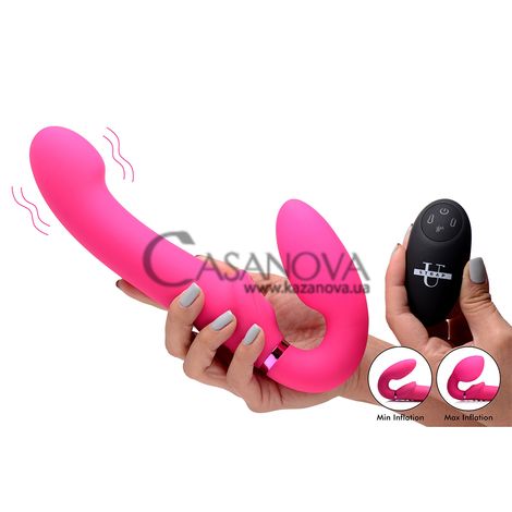 Основное фото Страпон надувной с вибрацией Xr Brands Strap U G-Pulse Vibrating Strapless Dildo With Remote Control роовый 24,6 см