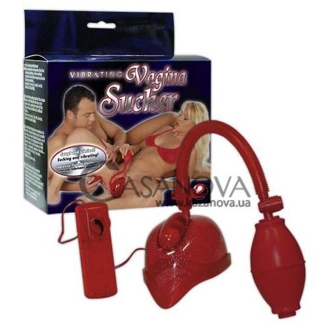 Основное фото Вакуумная помпа с вибрацией для вагины Vagina Sucker красная