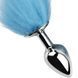 Додаткове фото Анальна пробка EGZO Fox Tail Silver Plug S срібляста з довгим блакитним хвостом 46 см
