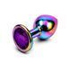 Дополнительное фото Анальная пробка EGZO Multicolor Round Plug S разноцветная с фиолетовым кристаллом 7 см