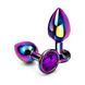 Дополнительное фото Анальная пробка EGZO Multicolor Round Plug S разноцветная с фиолетовым кристаллом 7 см