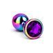 Дополнительное фото Анальная пробка EGZO Multicolor Round Plug S разноцветная с фиолетовым кристаллом 7 см