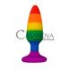 Дополнительное фото Анальная пробка Wooomy Hiperloo Silicone Rainbow Plug S разноцветная 9 см