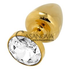 Основное фото Анальная пробка Jewelery Butt Plug Large золотистая с прозрачным 9 см