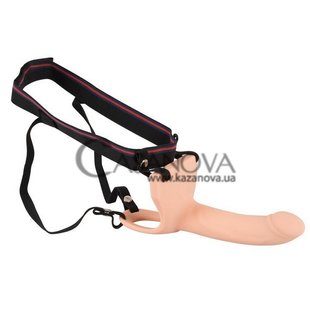 Основное фото Мужской страпон с вибрацией Vibrating Strap-On 594601 телесный 19 см