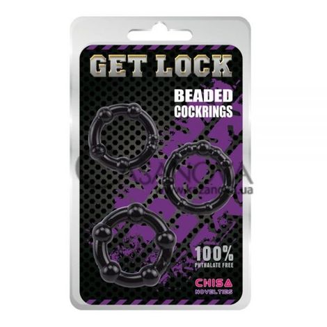Основное фото Набор эрекционных колец Get Lock Beaded Cockrings чёрный