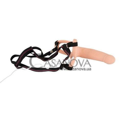 Основное фото Мужской страпон с вибрацией Vibrating Strap-On 594601 телесный 19 см