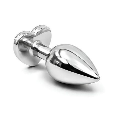 Основное фото Анальная пробка EGZO Silver Heart Plug M серебристая с синим кристаллом 8,2 см