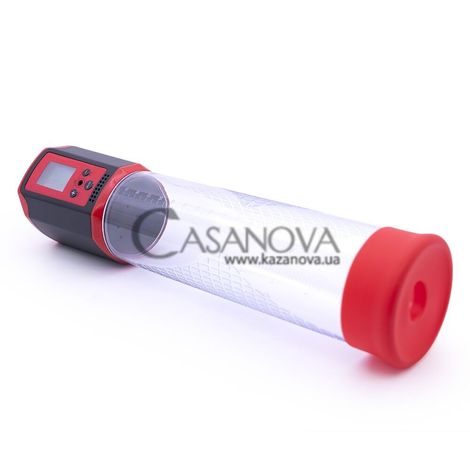 Основное фото Автоматическая вакуумная помпа Men Powerup Passion Pump Premium Rechargeable Automatic LCD Pump красная с прозрачным
