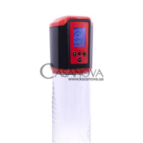 Основное фото Автоматическая вакуумная помпа Men Powerup Passion Pump Premium Rechargeable Automatic LCD Pump красная с прозрачным
