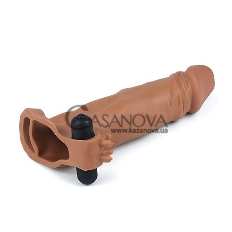 Основне фото Подовжувальна насадка з вібрацією Pleasure X-Tender Penis Sleeve коричнева 19 см