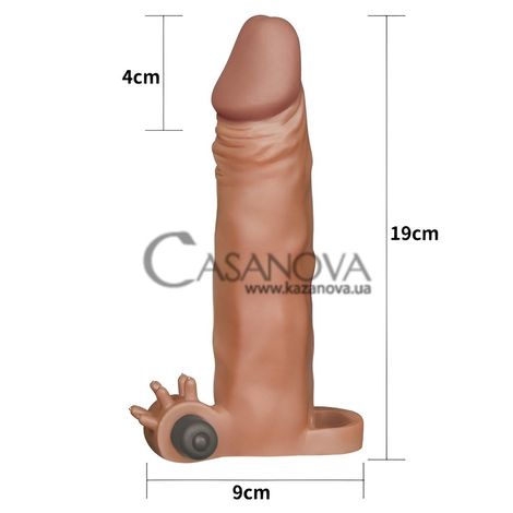 Основное фото Удлиняющая насадка с вибрацией Pleasure X-Tender Penis Sleeve коричневая 19 см