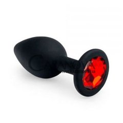 Основне фото Анальна пробка Crystal Anal Plug S чорна з червоним кристалом 7,5 см