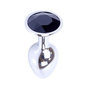 Основне фото Анальна пробка Boss of Toys Boss Series Exclusivity Jewellery Silver Plug S BS6400013 срібляста з чорним каменем 7 см