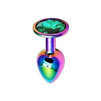 Основное фото Анальная пробка EGZO Multicolor Round Plug S разноцветная с бирюзовым кристаллом 7 см
