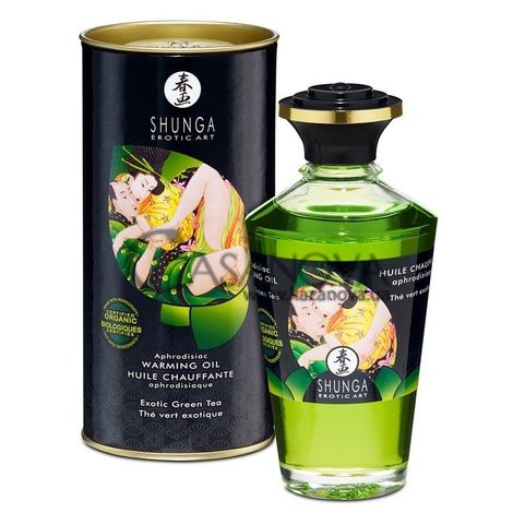Основне фото Їстівна зігрівальна олія Shunga Warming Oil Huile Chauffante Exotic Green Tea екзотичний зелений чай 100 мл