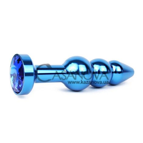 Основне фото Анальна пробка Anal Jewelry Plugs QBLU-13 синя із синім кристалом 11,3 см
