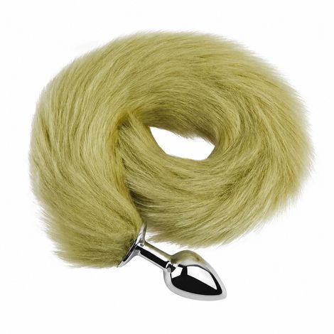 Основне фото Анальна пробка EGZO Fox Tail Silver Plug S срібляста з довгим коричневим хвостом 46 см