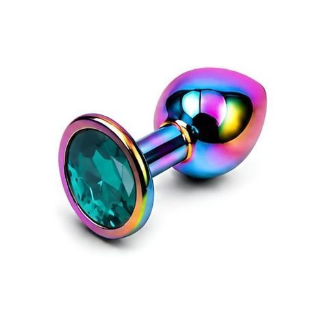 Основное фото Анальная пробка EGZO Multicolor Round Plug S разноцветная с бирюзовым кристаллом 7 см