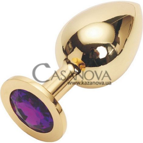 Основное фото Анальная пробка Anal Jewelry Golden Plug Large золотистая с фиолетовым 9,5 см