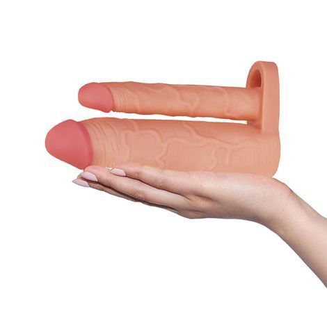 Основное фото Двойная насадка на член Lovetoy Add 2" Pleasure X Tender Double Penis Sleeve телесная 20,3 см