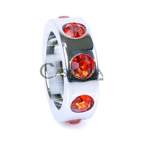 Основне фото Металеве ерекційне кільце Boss Series Metal Cock Ring With Red Diamonds Small сріблясте