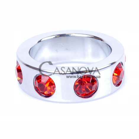 Основное фото Металлическое эрекционное кольцо Boss Series Metal Cock Ring With Red Diamonds Small серебристое