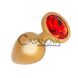 Дополнительное фото Анальная пробка Seamless Gold Metal Red M золотистая с красным 8,5 см