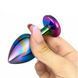 Дополнительное фото Анальная пробка EGZO Multicolor Round Plug S разноцветная с бирюзовым кристаллом 7 см