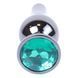 Додаткове фото Анальна пробка Jewellery Green Crystal срібляста 9,5 см