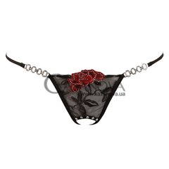 Основне фото Трусики з відкритим доступом Cottelli Collection String Rose Crotchless чорні