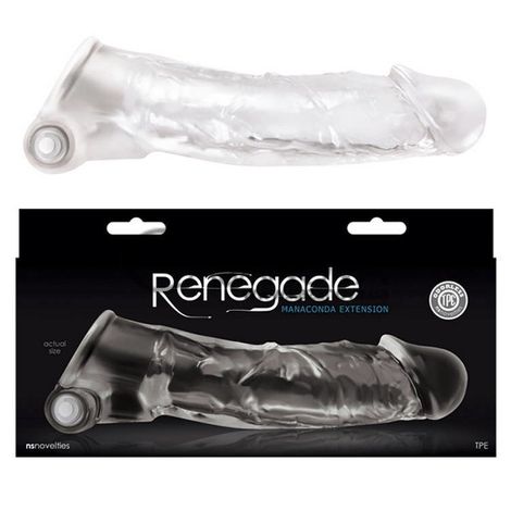 Основное фото Удлиняющая вибронасадка на пенис Renegade Manaconda Extension прозрачная 19,5 см