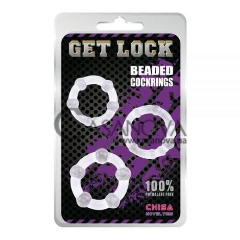 Основне фото Набір ерекційних кілець Get Lock Beaded Cockrings прозорий